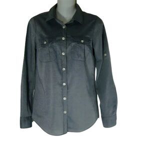 J. Crew Long Sleeve Button-Down Blue Chambray Shirt 100% Cotton Size XS NWOT